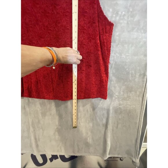 J.B.T. WOMAN 3X RED‎ DRESSY TANK TOP Chanel Textured Embroidery Lined Going Out - Picture 8 of 10